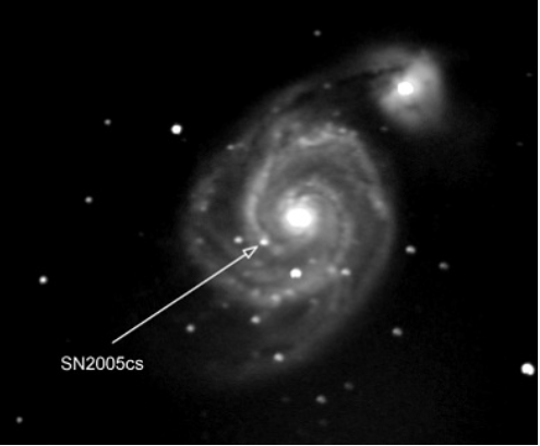 Image of a supernova in the Whirlpool Galaxy.