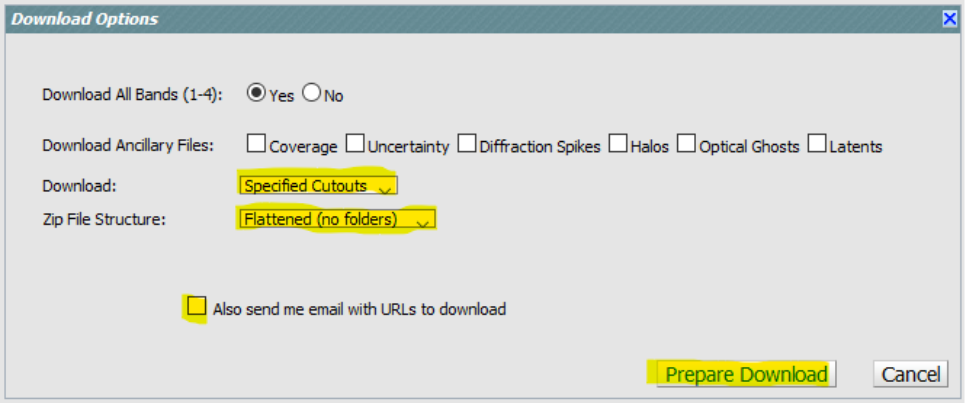 Dialog Box with Download Options